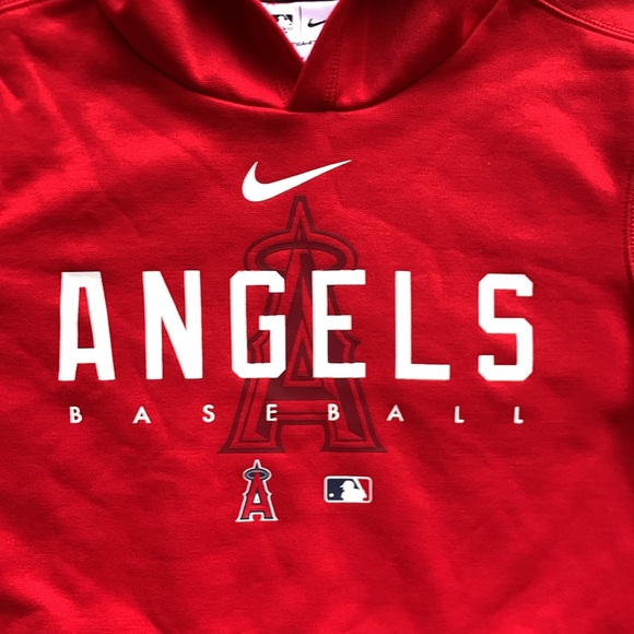 Nike Baseball Anaheim Angels Spellout Graphic Therma-Fit Hoodie Red Youth Small - Picture 6 of 15